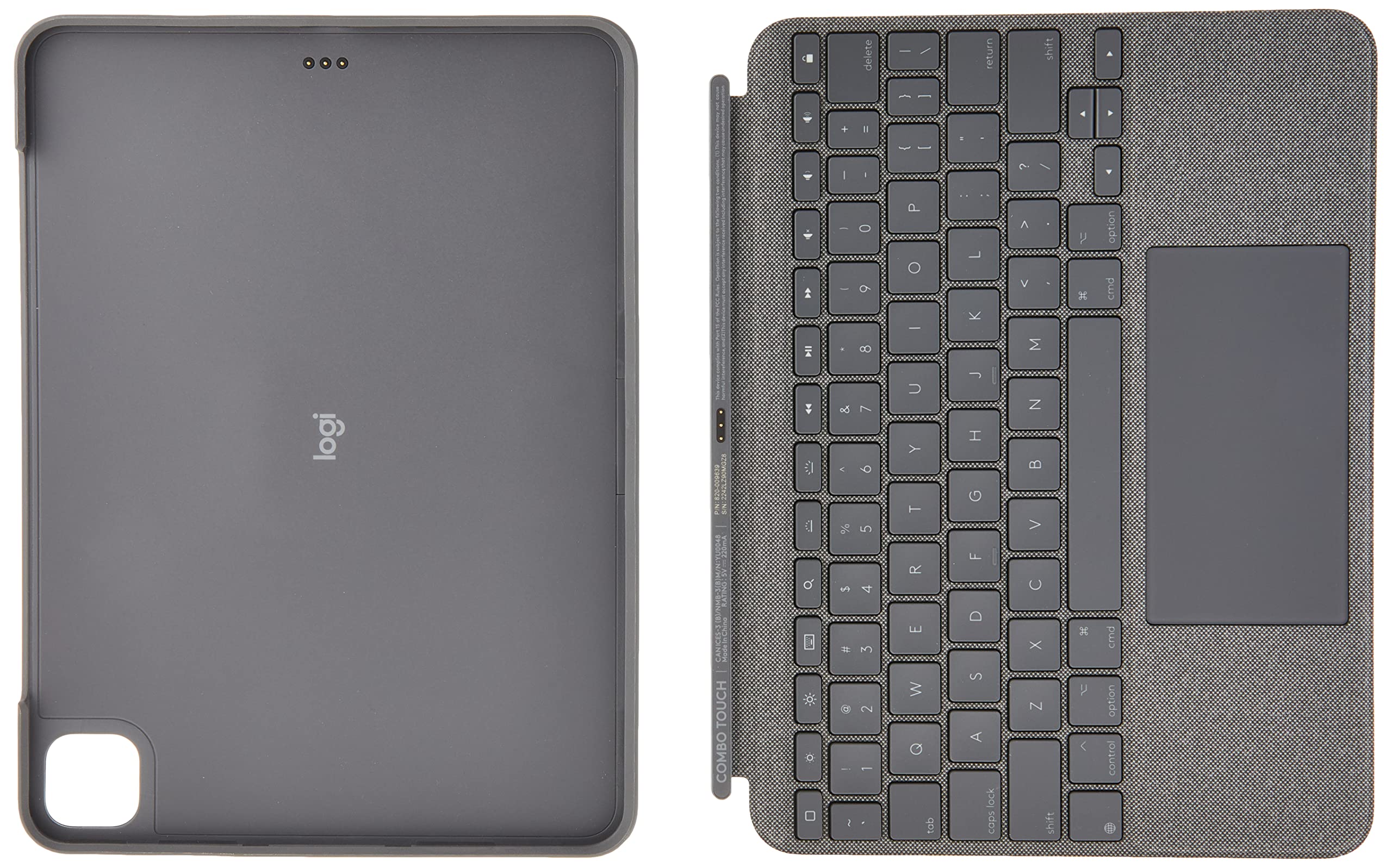 Refurbished - Logitech Combo Touch for iPad Pro 11-inch (1st-3rd Gen) - Backlit Keyboard & Trackpad (Grey)