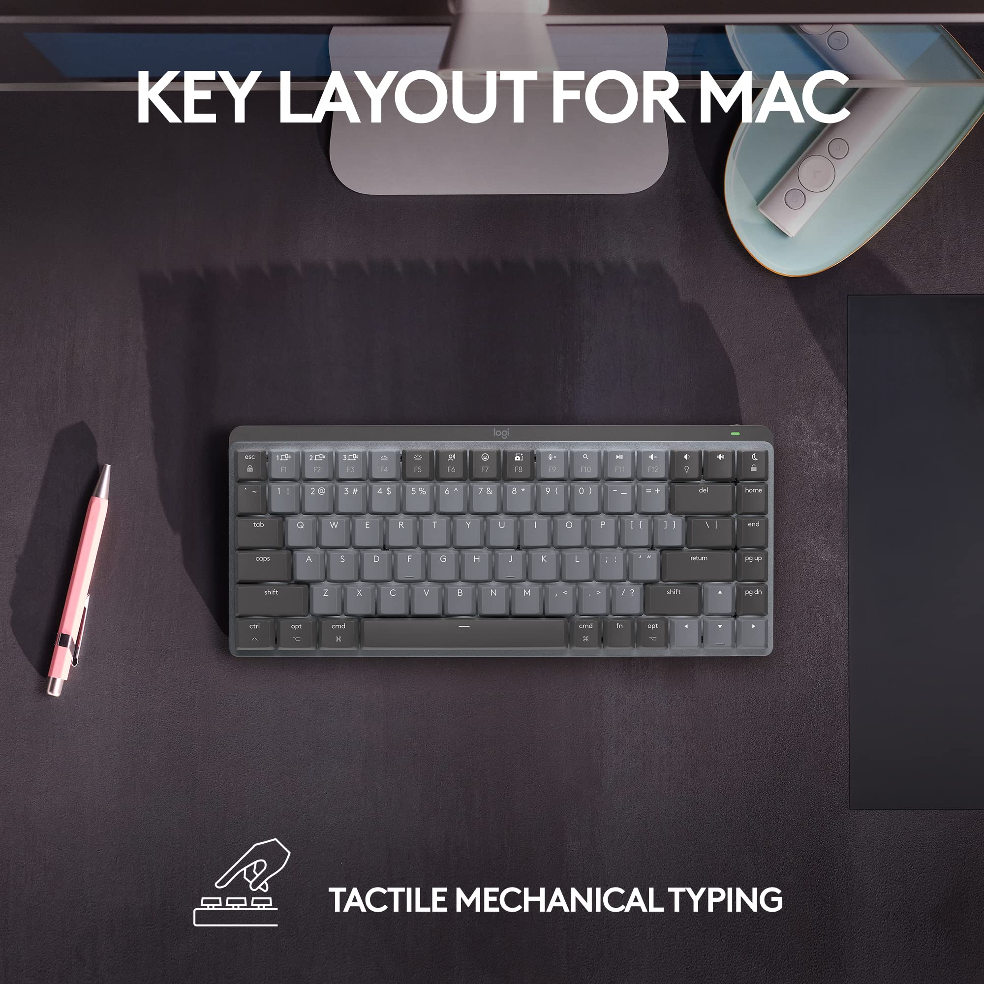 Refurbished - MX Mechanical Mini for Mac Minimalist Wireless Illuminated Keyboard-SPACE GREY-US-2.4GHZ/BT-CAN- 920-010831