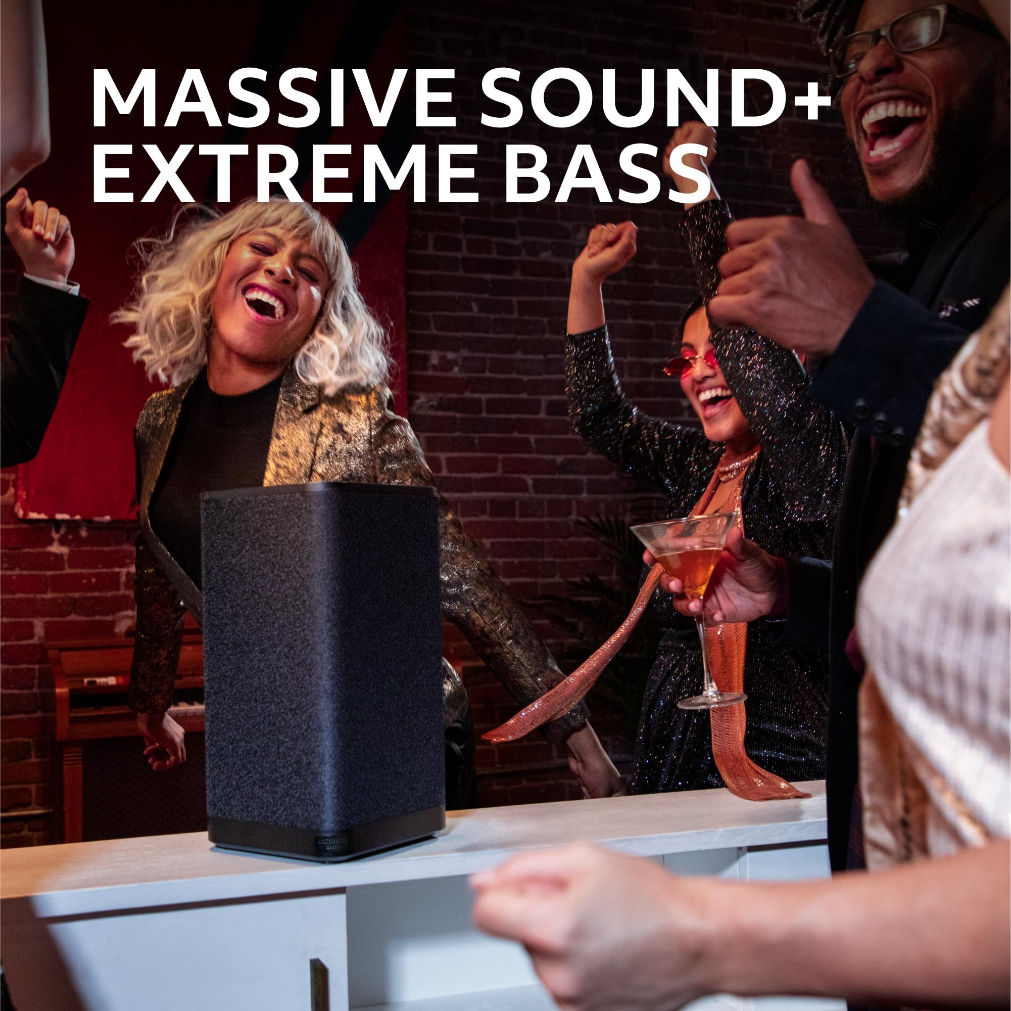 Certified Refurbished - Ultimate Ears Hyperboom Portable &  Home Wireless Bluetooth Speaker Loud Speaker Big Bass Water Resistant IPX4 150 Ft Range USB-C Black
