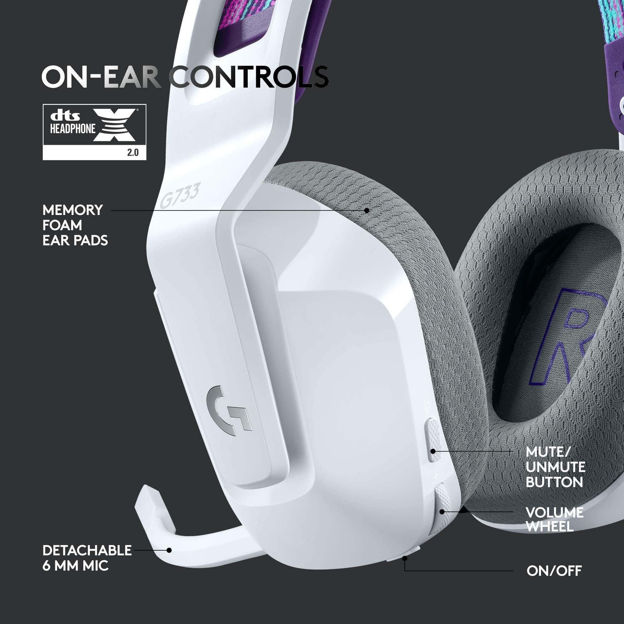 Refurbished - HEADSET PC-G733 LIGHTSPEED Wireless RGB Gaming Headset-WHITE-2.4GHZ- 981-000882