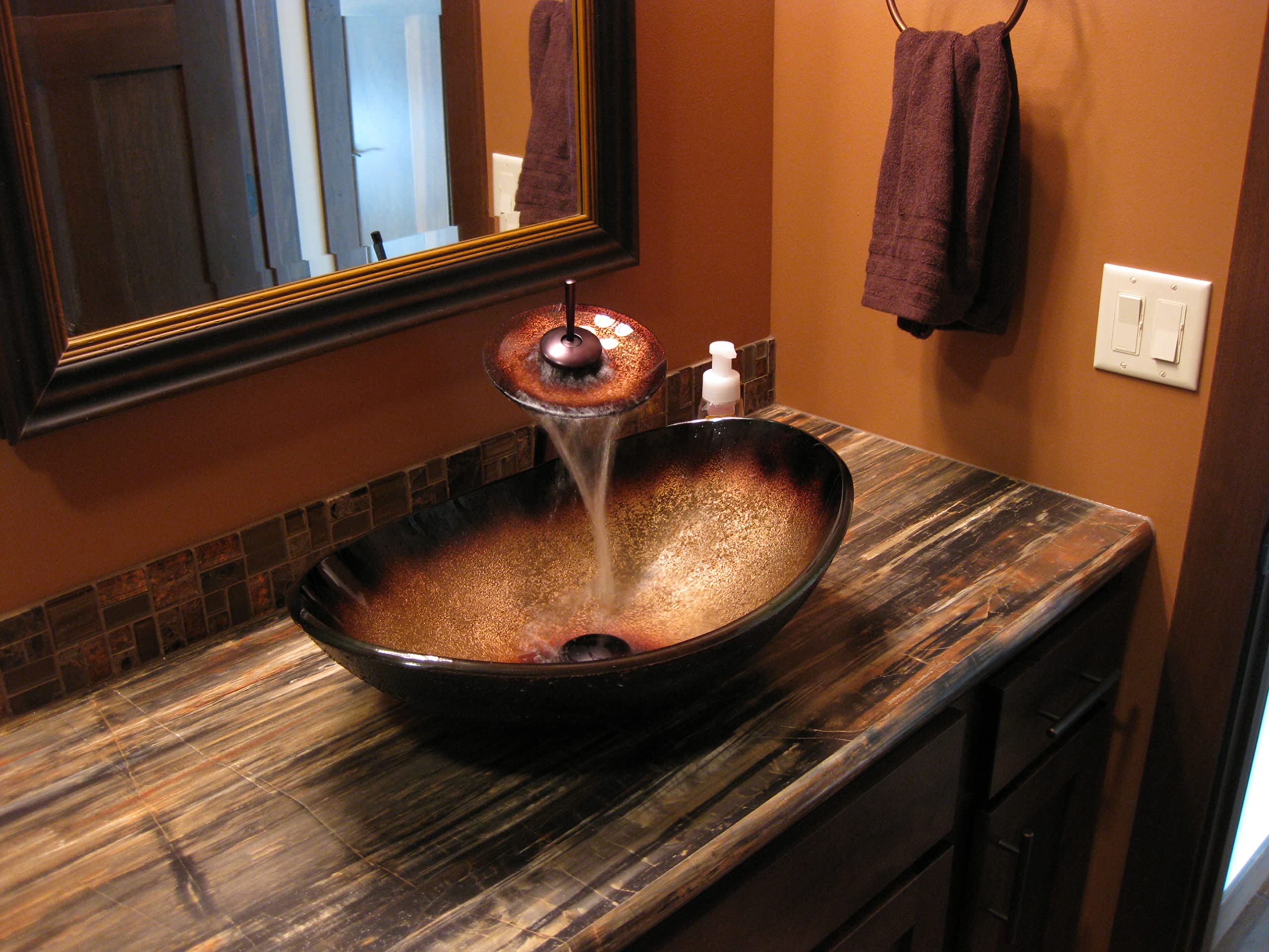 Open Box - Miseno MNO-G1308800-ORB Oval 21-1/2" Tempered Glass Vessel Bathroom Sink
