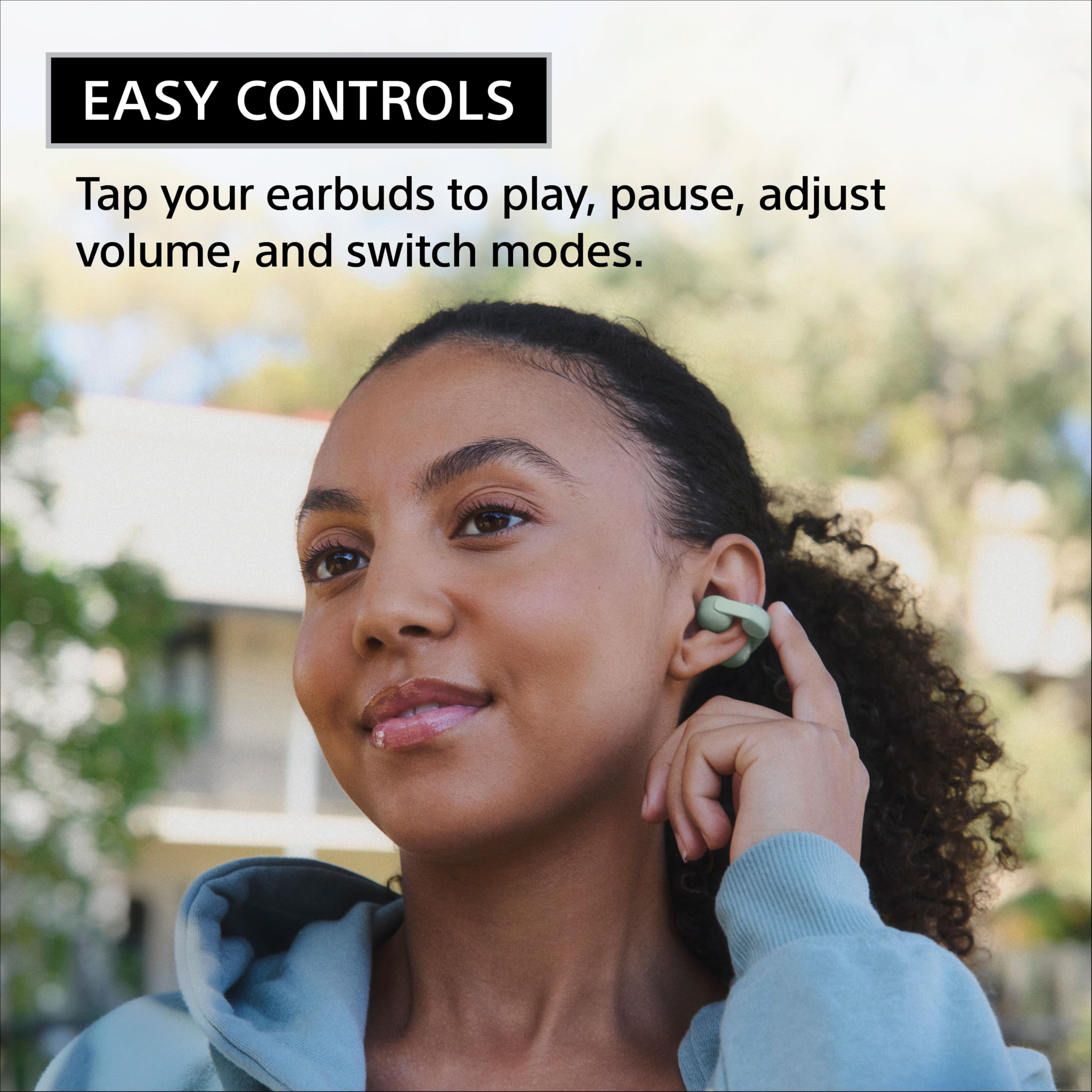Certified Refurbished - Sony LinkBuds Clip Open Ear Wireless Headphones Clip-On Design Green