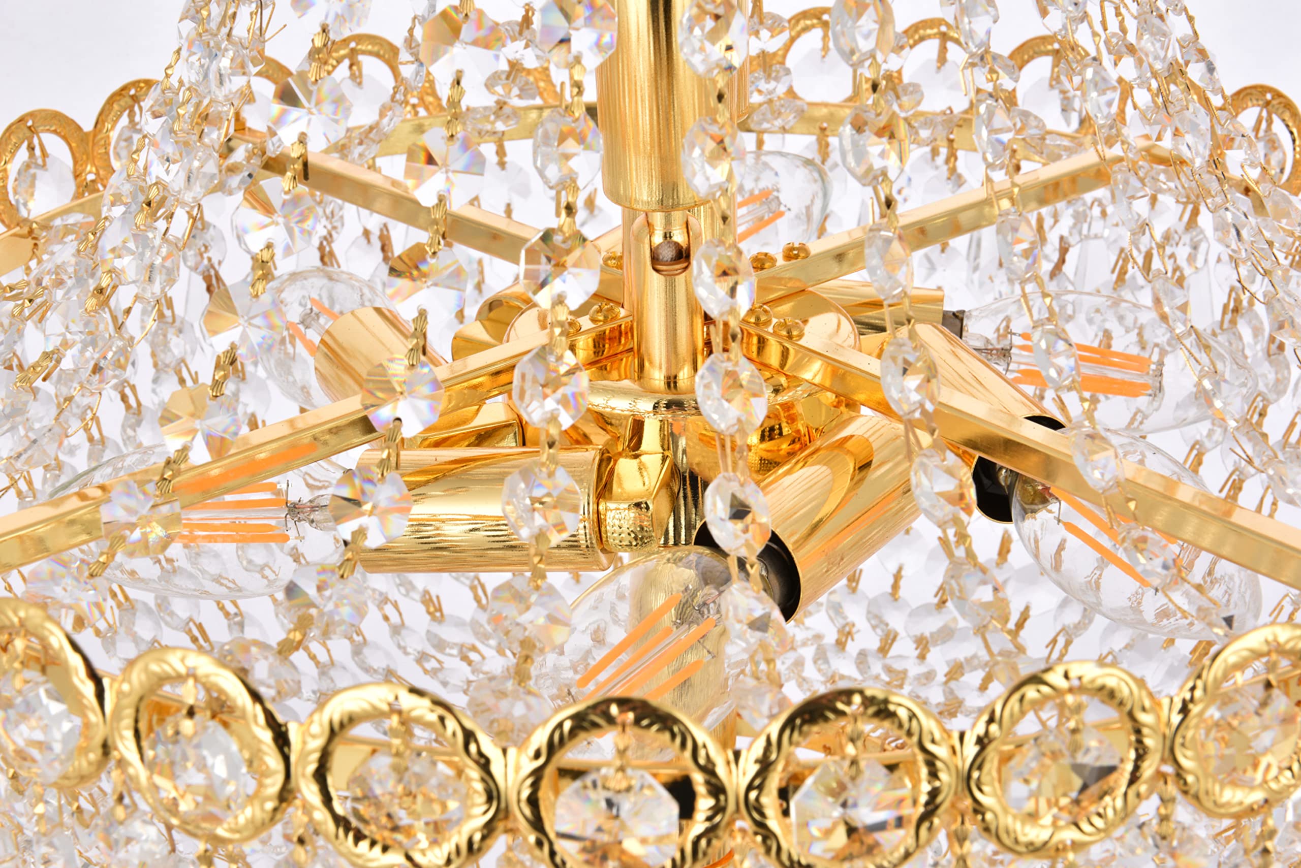 Open Box - Elegant Lighting V1900D16C/RC Century 8-Light, Two-Tier Crystal Chandelier, Finished in Chrome with Clear Crystals