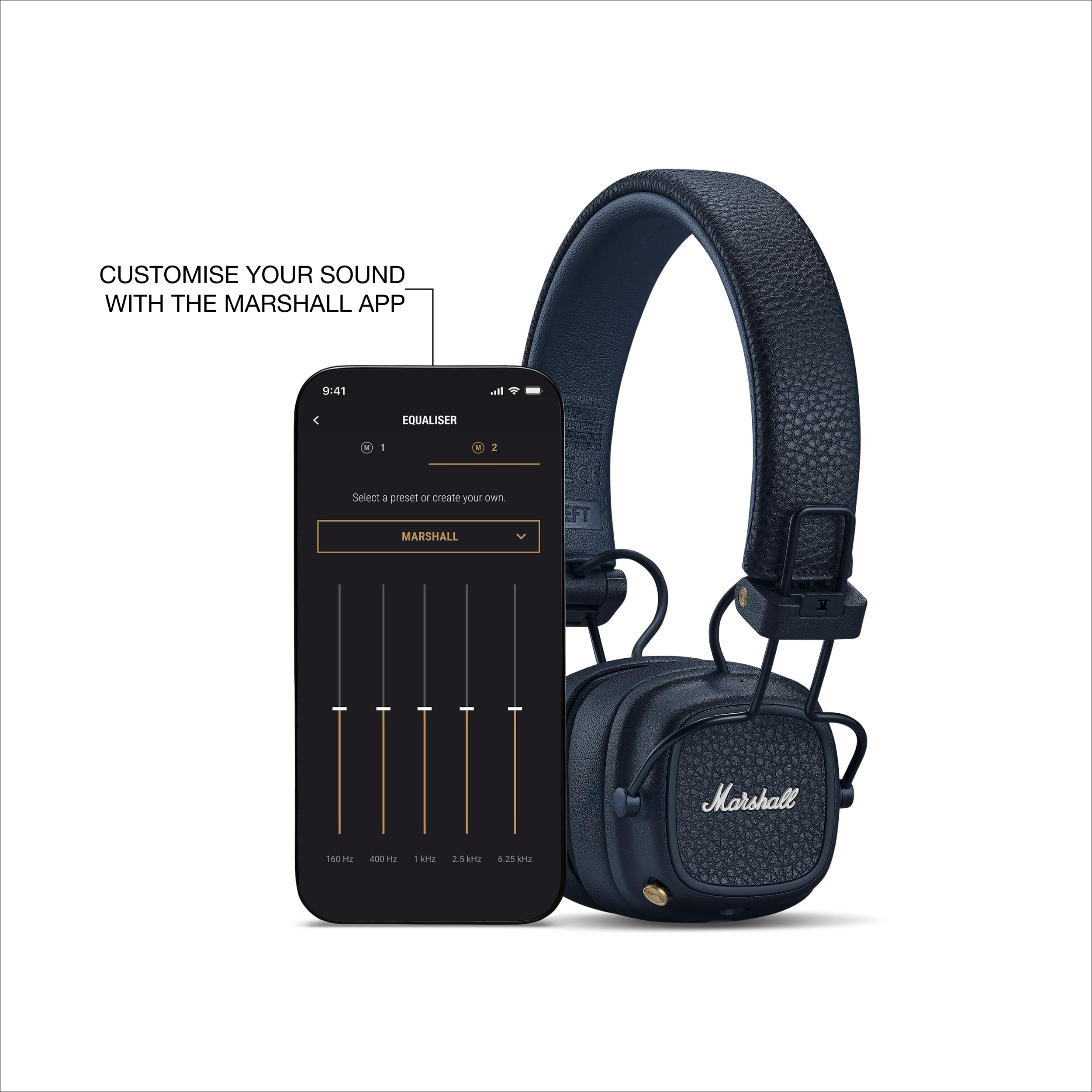 Certified Refurbished - Marshall Major V - Wireless On-Ear Bluetooth Headphones - Midnight Blue MarshallBullseye Deals