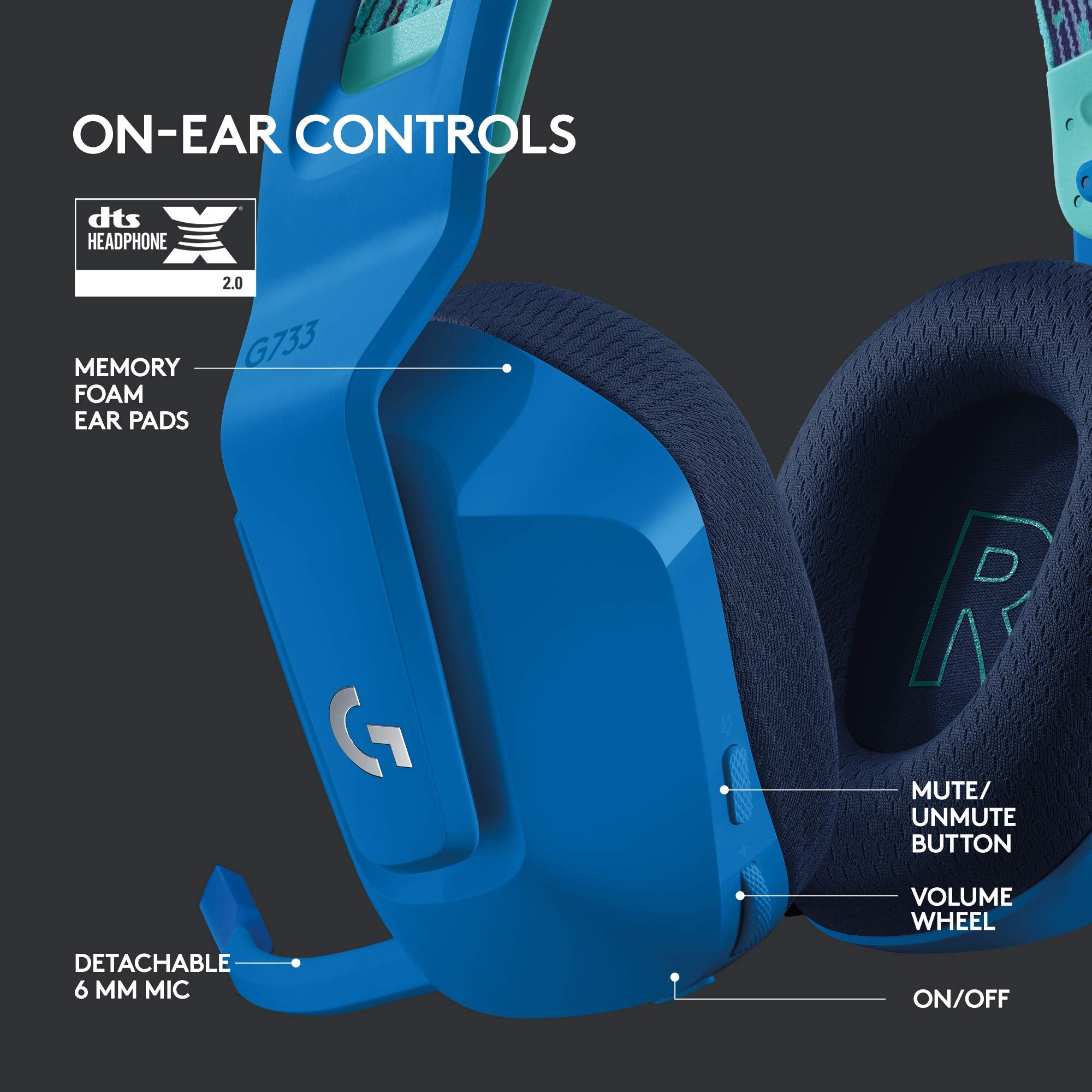 Refurbished - HEADSET PC-G733 LIGHTSPEED Wireless RGB Gaming Headset-BLUE-2.4GHZ- 981-000942