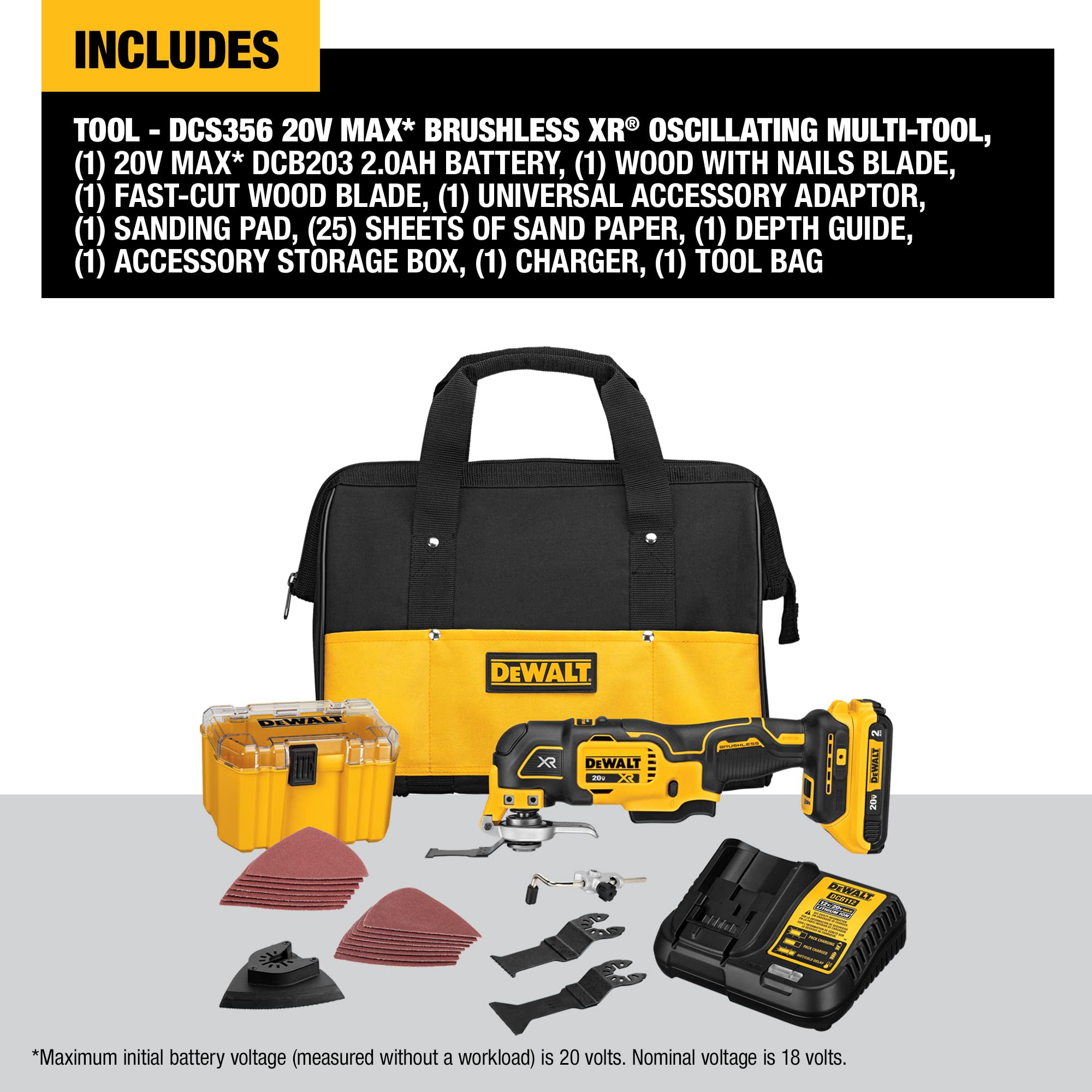 Open Box -  DEWALT 20-Volt MAX Lithium-Ion Cordless Brushless Oscillating Tool Kit