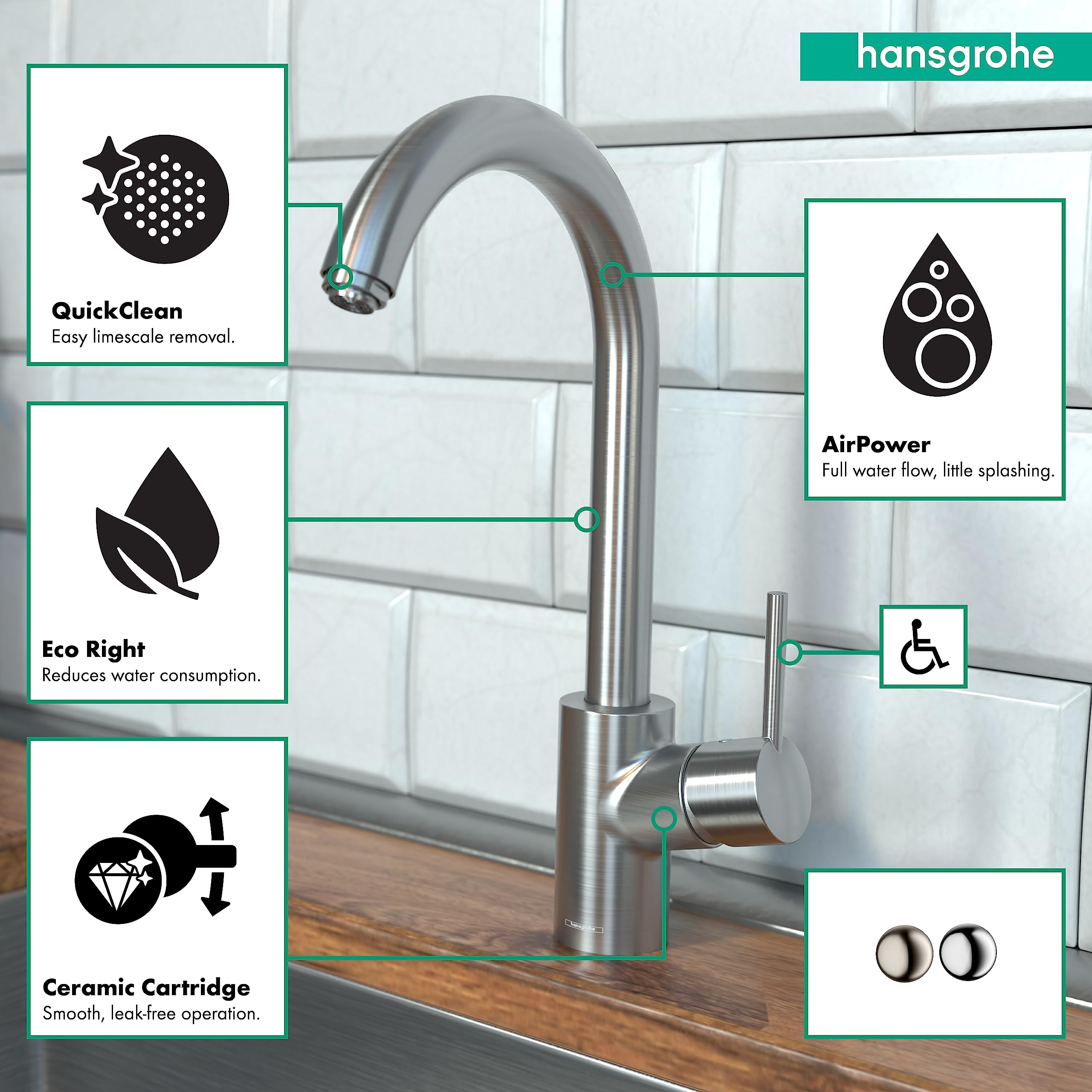 Open Box - Hansgrohe 4870800 Focus Kitchen Faucet with High-Arc Spout - Includes