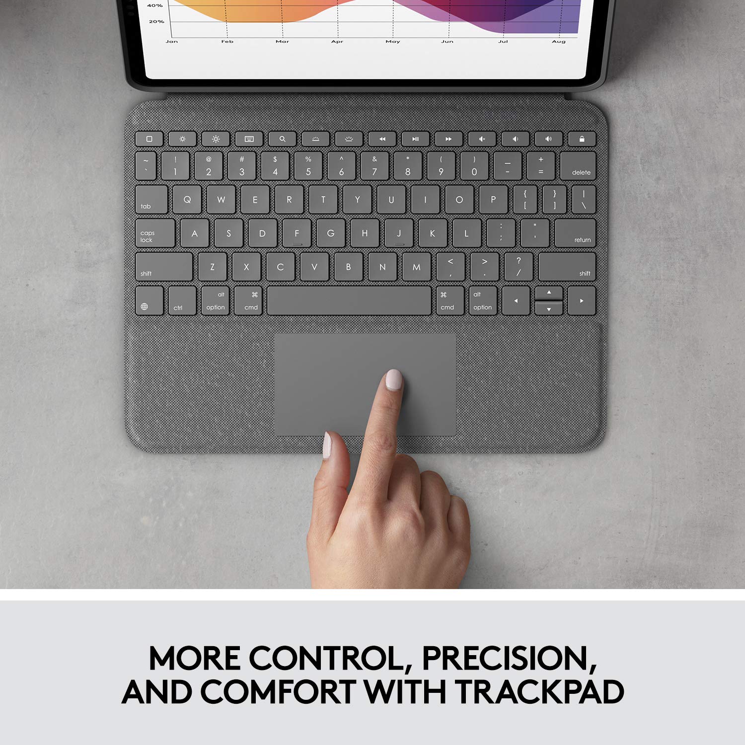 Open Box -  Logitech Folio Touch iPad Air 11-inch (M2/M3 & 4th/5th Gen) Keyboard Case - Trackpad, Graphite