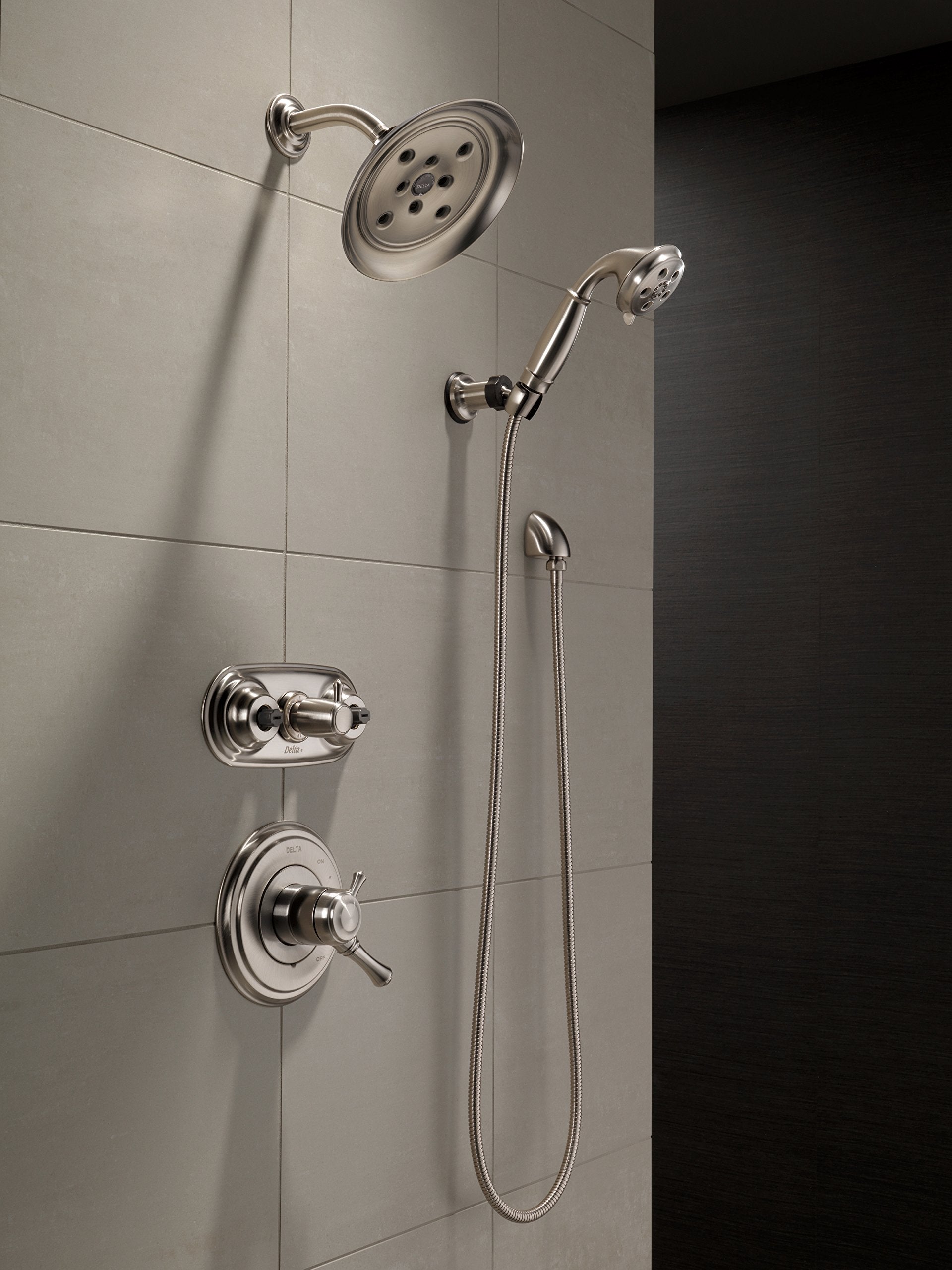 Open Box - Delta 55433-SS Traditional Hand Shower Package with H2Okinetic Technology - Includes Hand Shower, Holder, and Hose