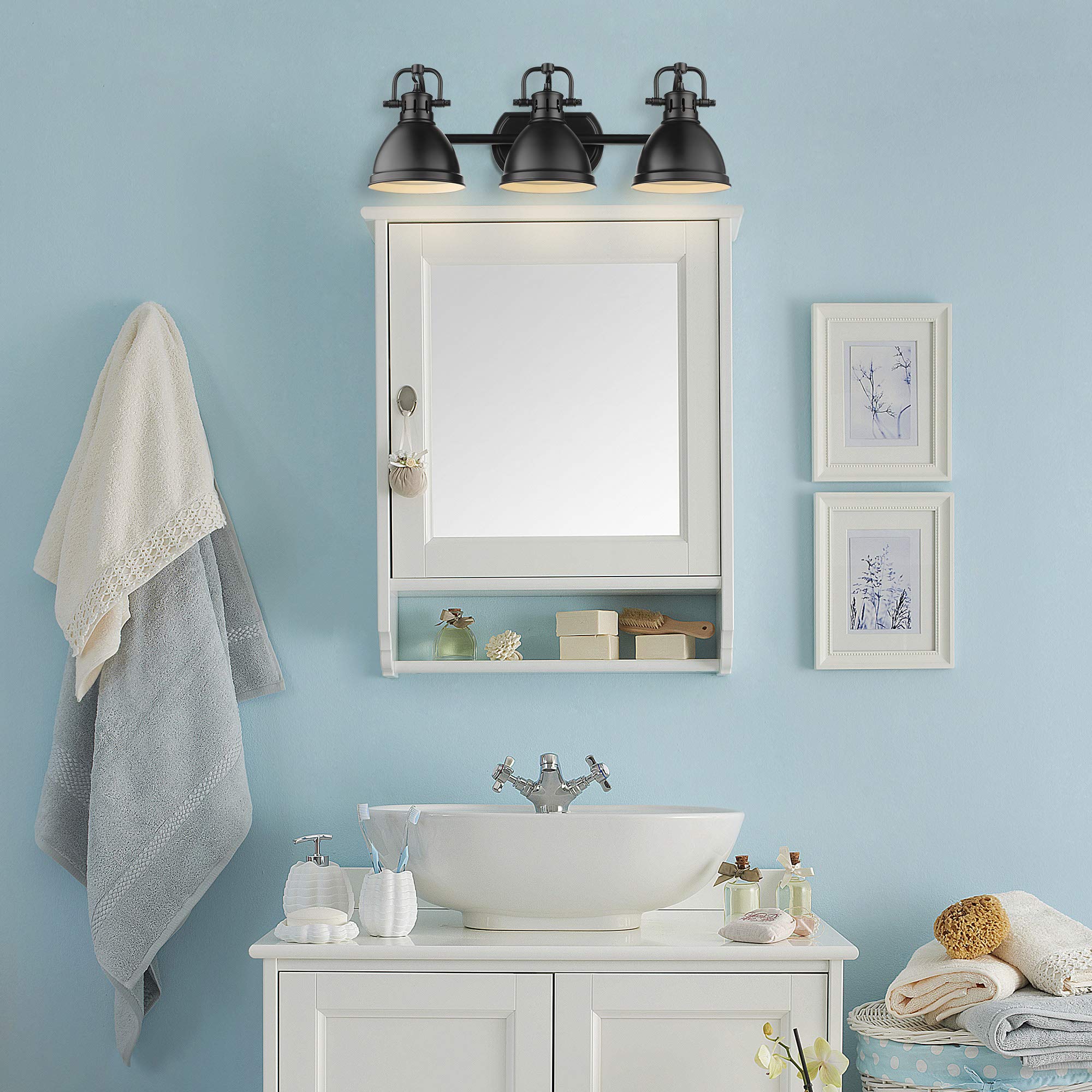 Open Box - Golden Lighting 3602-BA3 BLK-BLK - Bathroom Fixtures Indoor Lighting