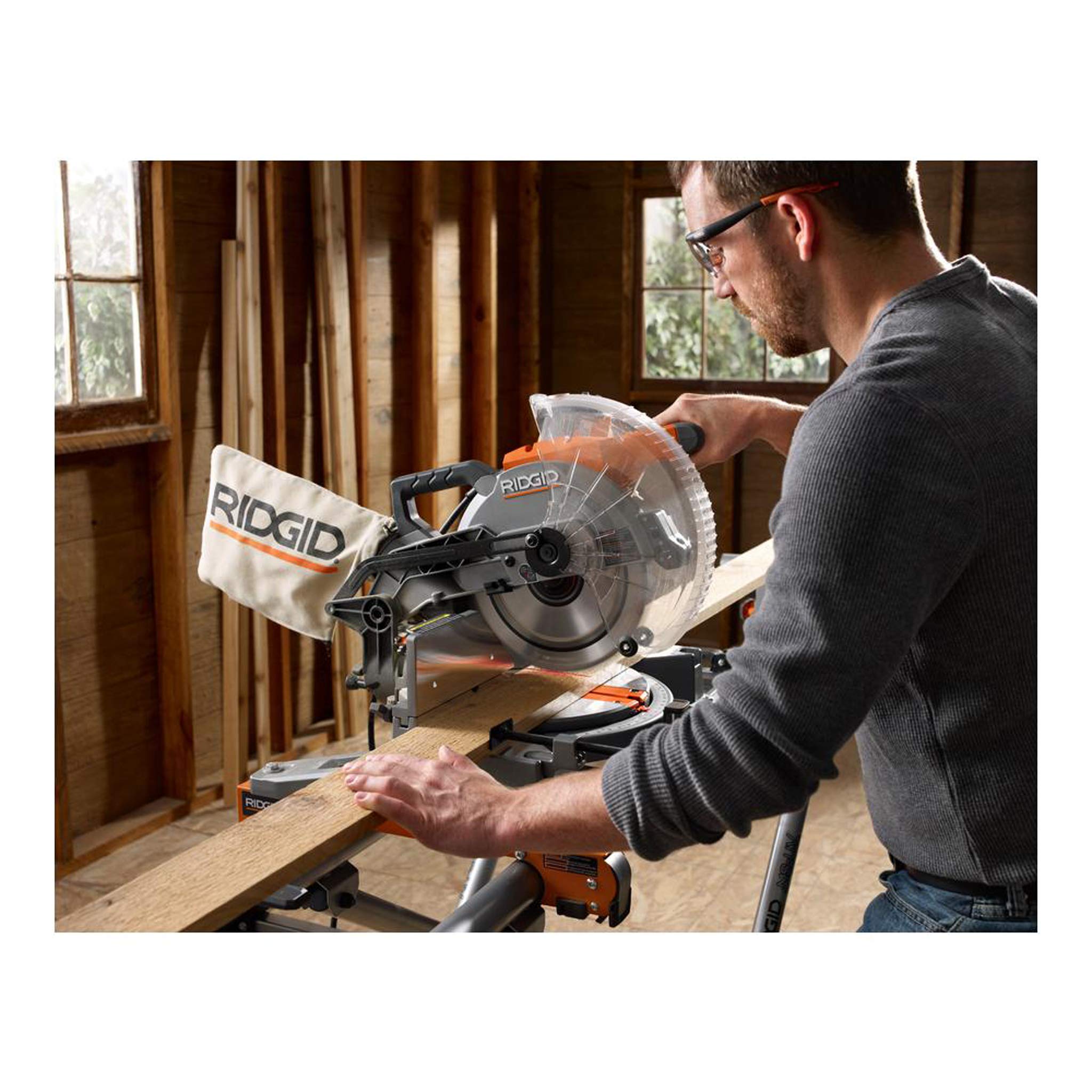 Open Box -  RIDGID R4113 15 Amp 10 in. Dual Miter Saw with LED Cut Line Indicator