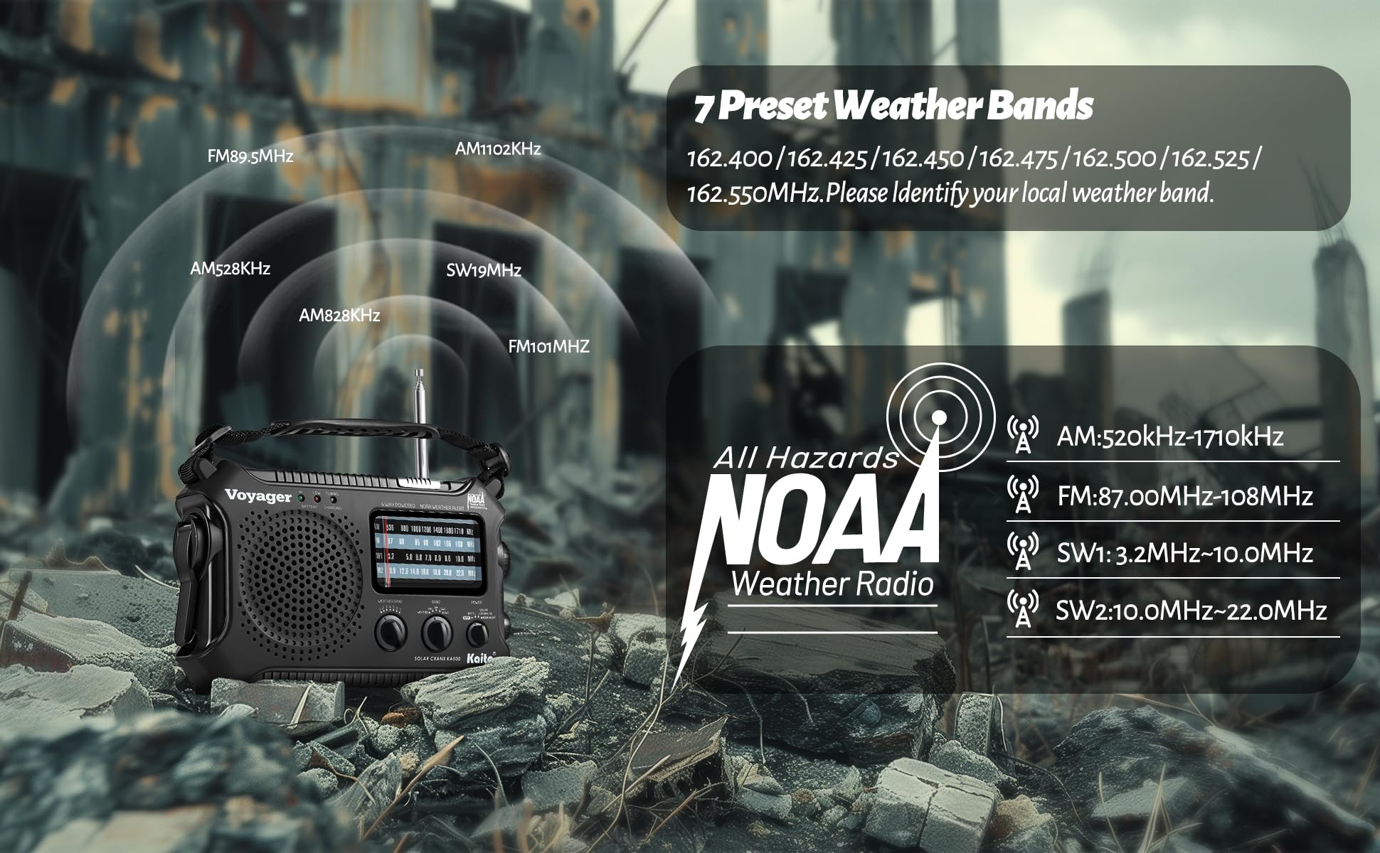 Kaito KA500 5-way Powered Emergency AM/FM/SW NOAA Weather Alert Radio