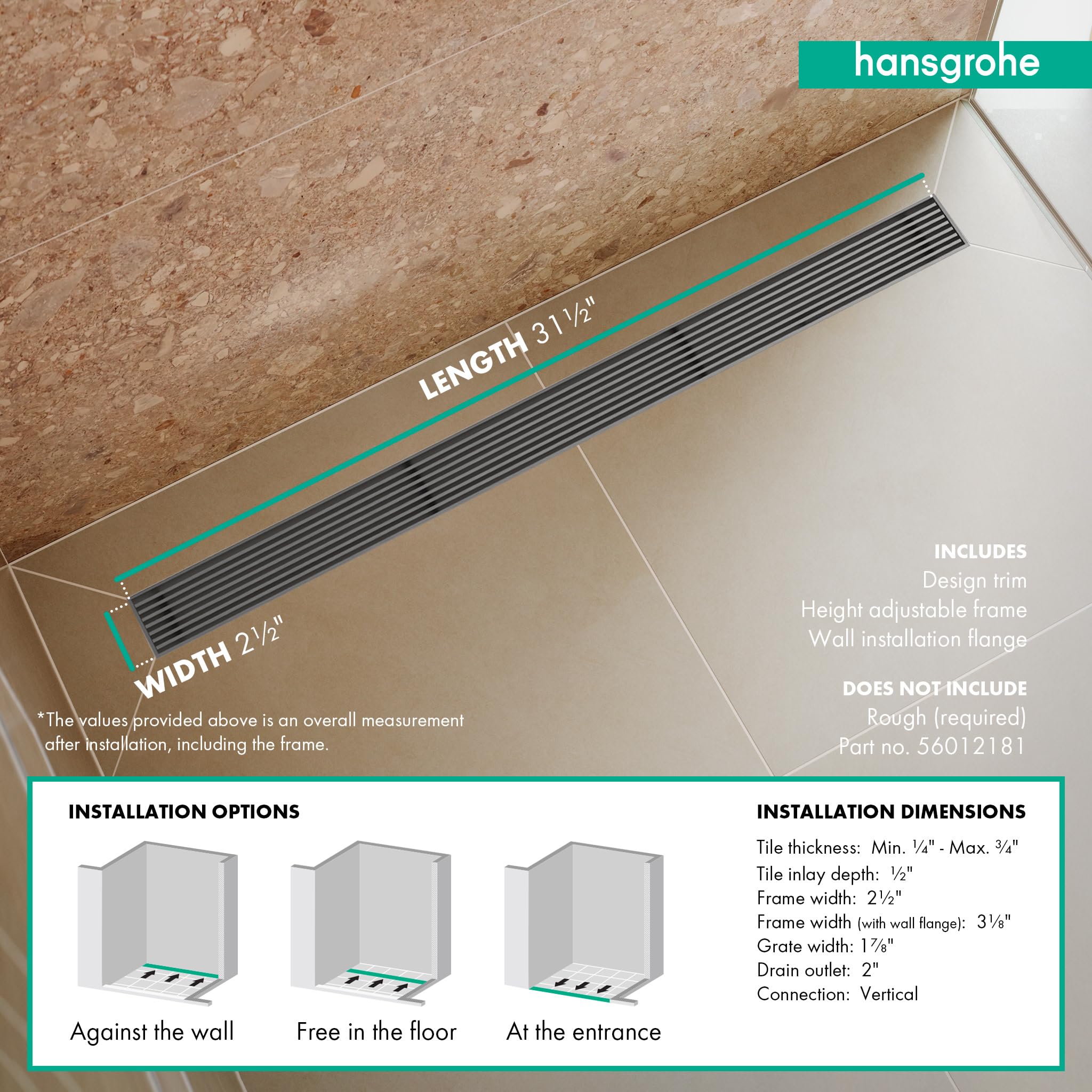 Open Box - Hansgrohe 56119801 - Shower Drains Showers