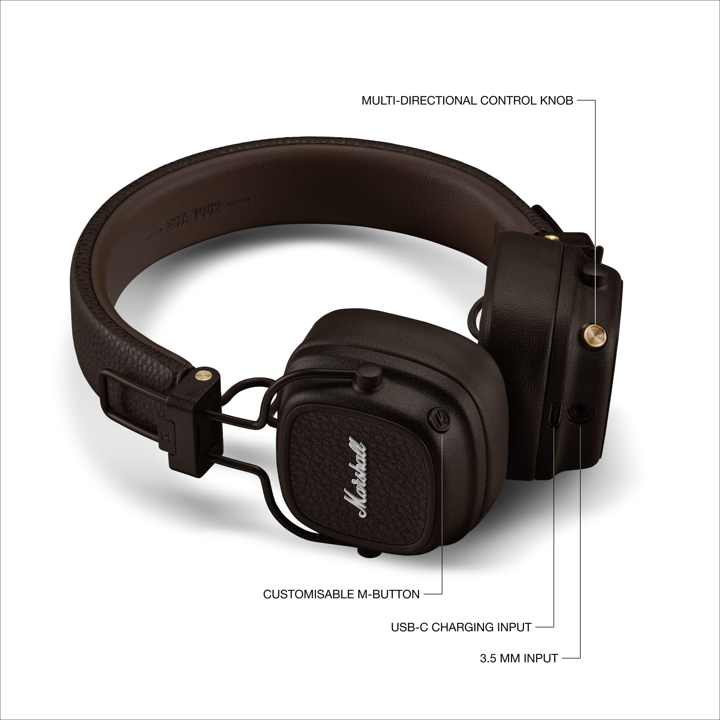 Certified Refurbished - Marshall Major V On-Ear Wireless Bluetooth Headphones (Brown) MarshallBullseye Deals