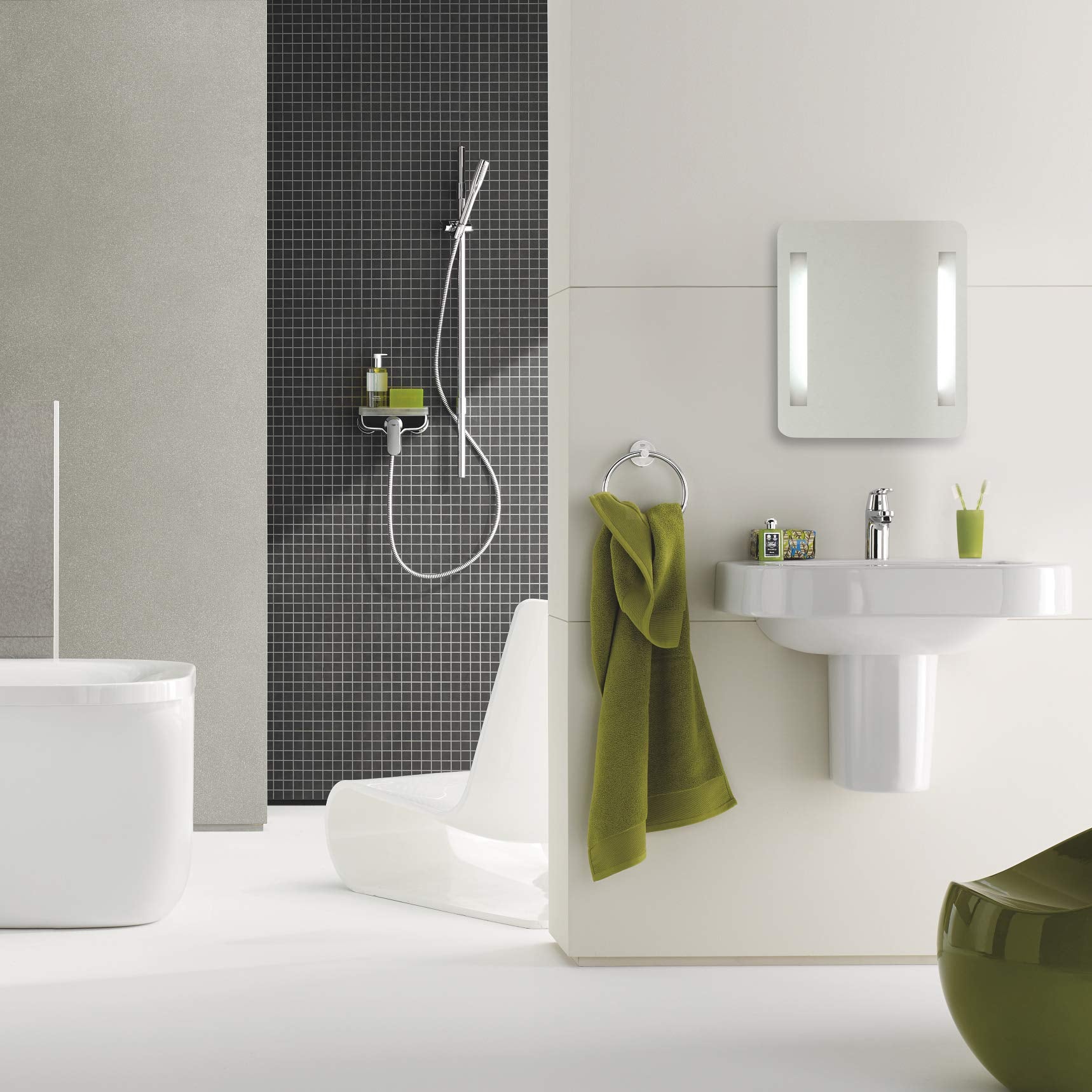 Open Box - Grohe 40344001 Essentials Accessory Kit - Includes Towel Ring, Towel Bar, Toilet Paper Holder, Robe Hook, and Soap Dish