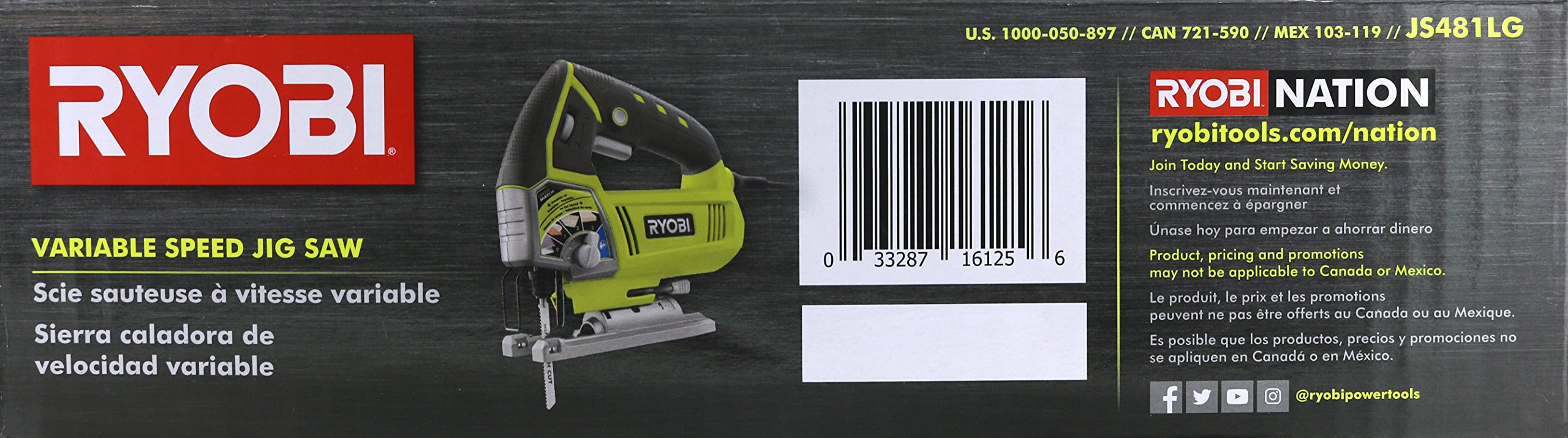 Open Box -  Ryobi 4.8-Amp Variable Speed Orbital Jig Saw