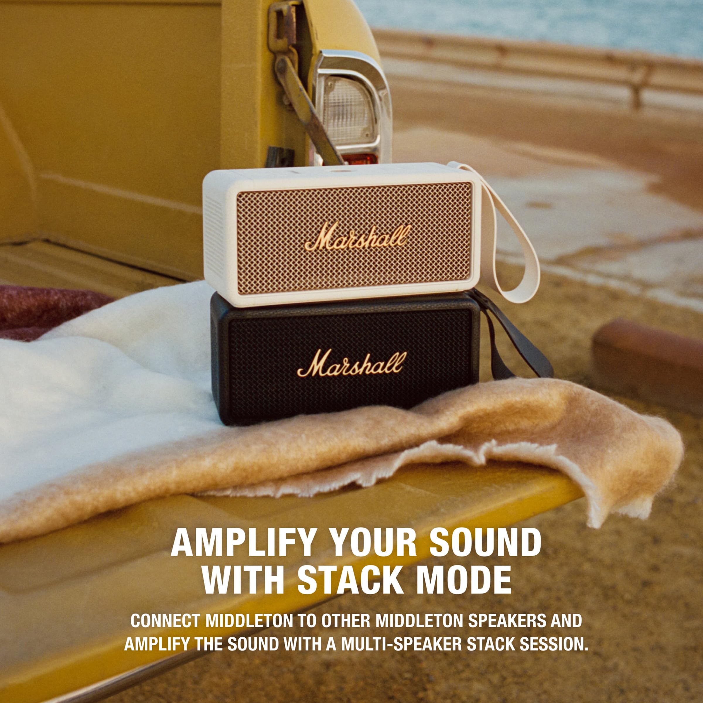 Certified Refurbished - Marshall Middleton Portable Bluetooth Speaker - Cream MarshallBullseye Deals