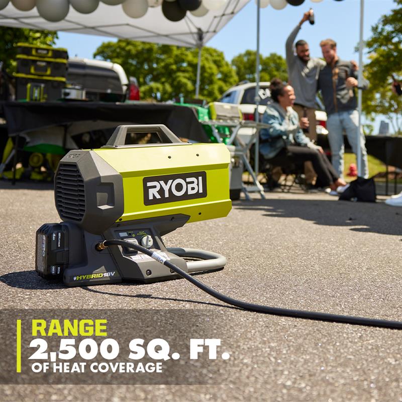Open Box - ONE+ 18V Cordless Hybrid Forced Air Propane Heater (Tool Only), RYOBI Green