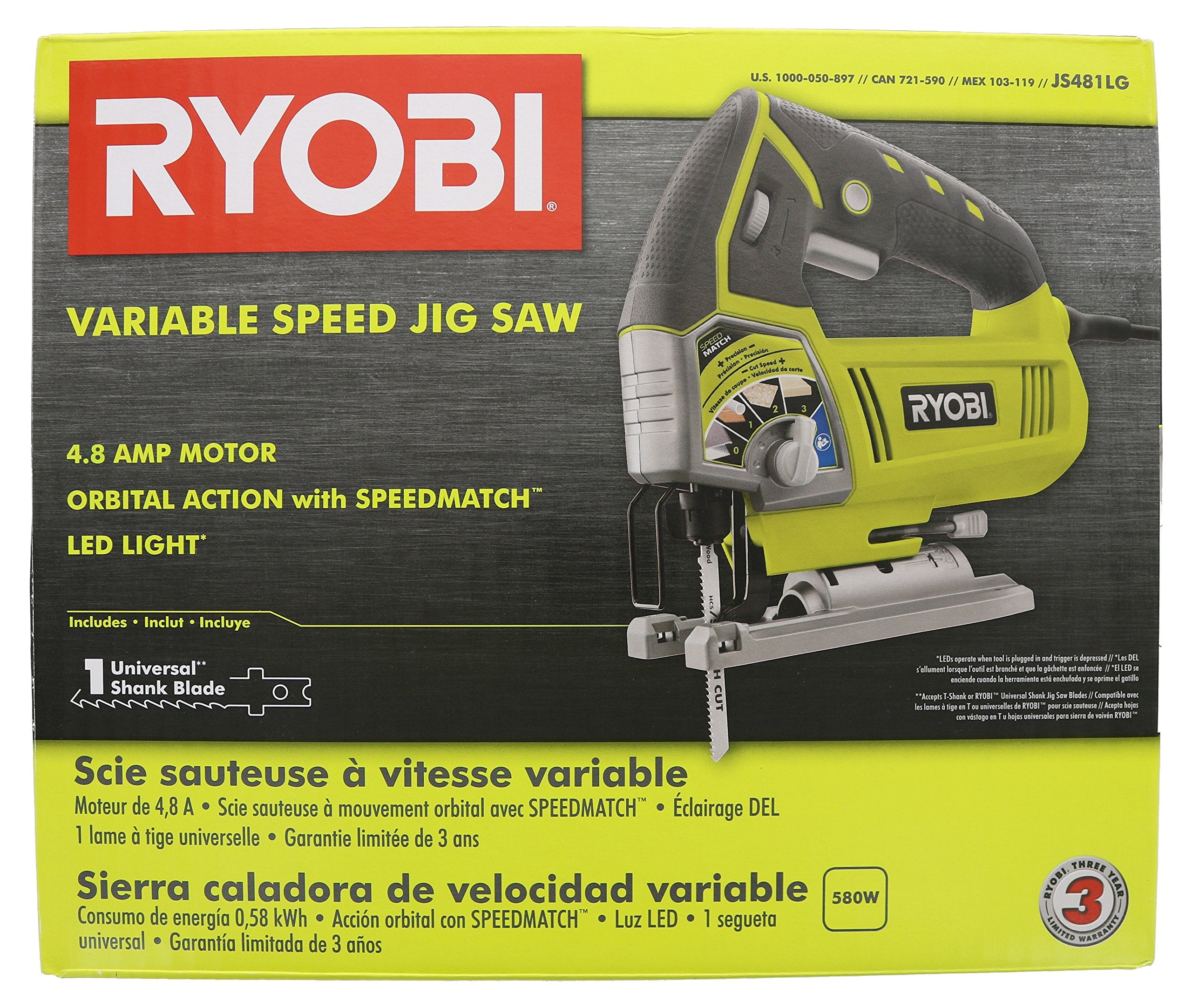 Open Box -  Ryobi 4.8-Amp Variable Speed Orbital Jig Saw