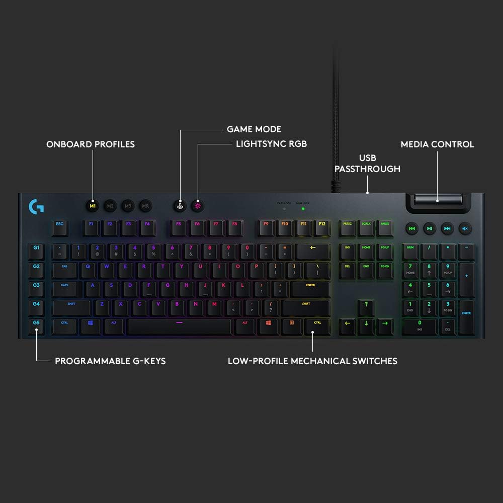 Refurbished - Logitech G815 LIGHTSYNC RGB Mechanical Gaming Keyboard with Low Profile GL Tactile key switch LogitechBullseye Deals