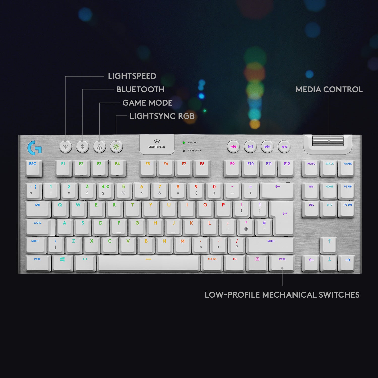Refurbished - G915 TKL Tenkeyless LIGHTSPEED Wireless RGB Mechanical Gaming Keyboard - GL Tactile-WHITE-US-2.4GHZ/ 920-009660