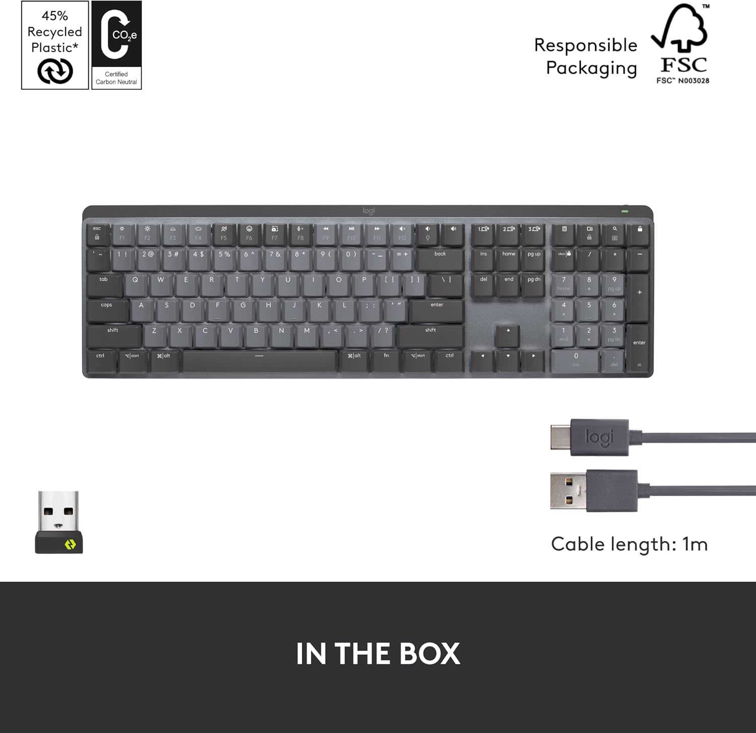 Refurbished - MX Mechanical Wireless Illuminated Performance Keyboard-GRAPHITE-US-2.4GHZ/BT-CLICKY 920-010549