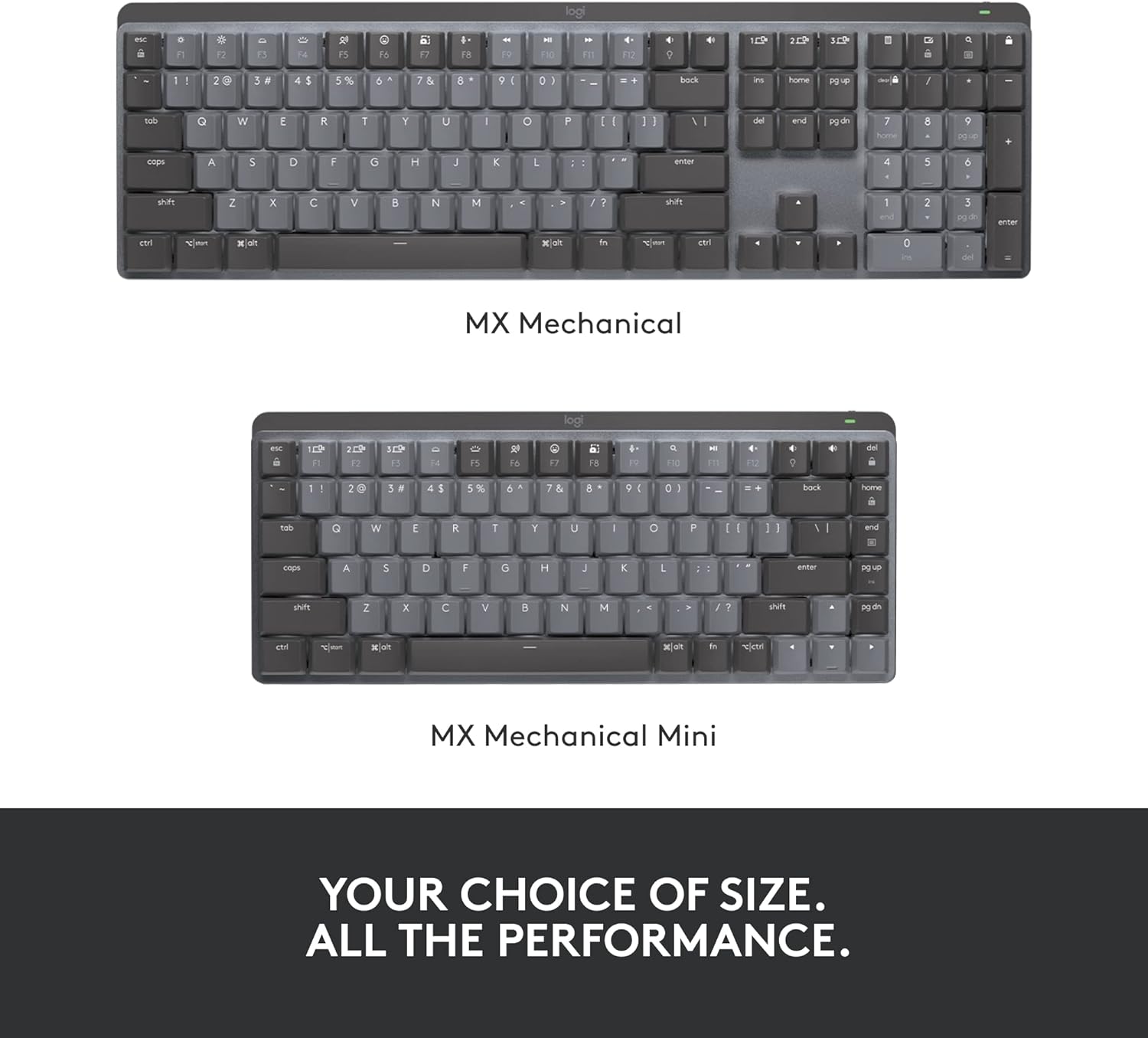 Refurbished - MX Mechanical Mini Minimalist Wireless Illuminated Keyboard-GRAPHITE-US-2.4GHZ/BT-CLICKY 920-010552