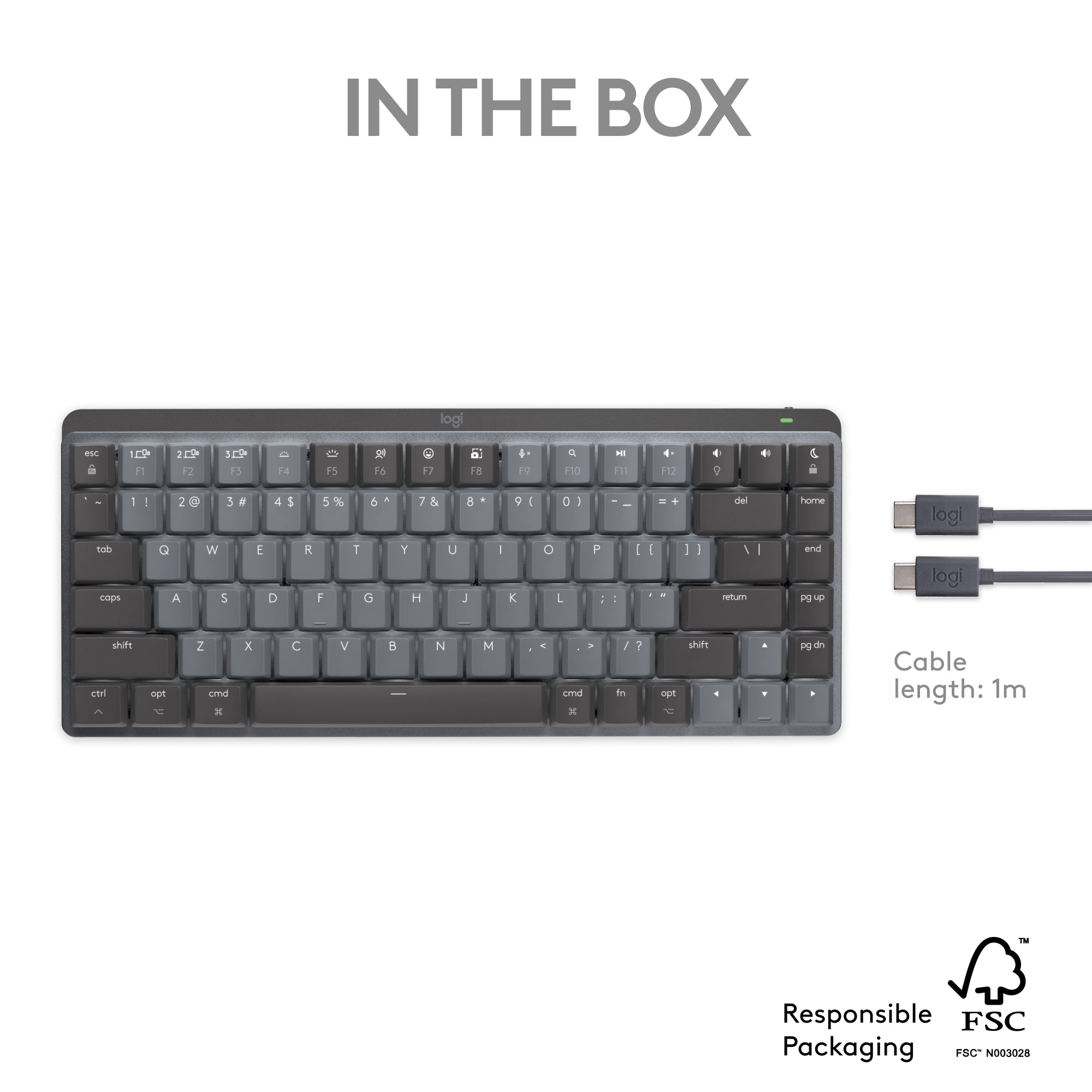 Refurbished - MX Mechanical Mini for Mac Minimalist Wireless Illuminated Keyboard-SPACE GREY-US-2.4GHZ/BT-CAN- 920-010831