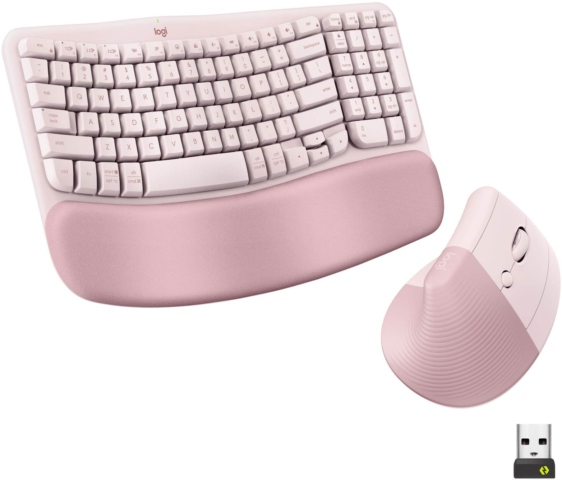Open Box -  Wave Keys & Lift Vertical Mouse Combo - Rose