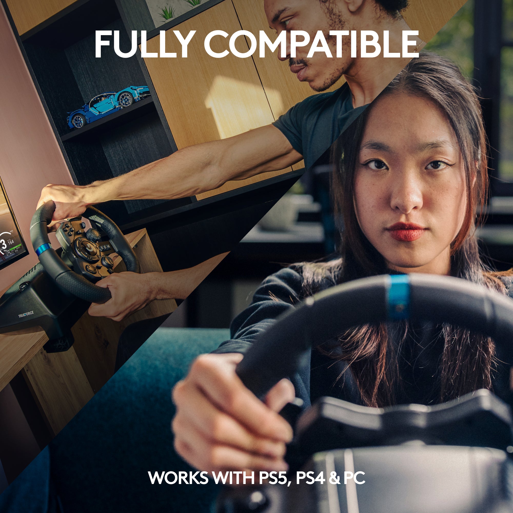 Open Box -  Logitech G923 Racing Wheel and Pedals, TRUEFORCE PS5, PS4, PC, Mac - 941-000147