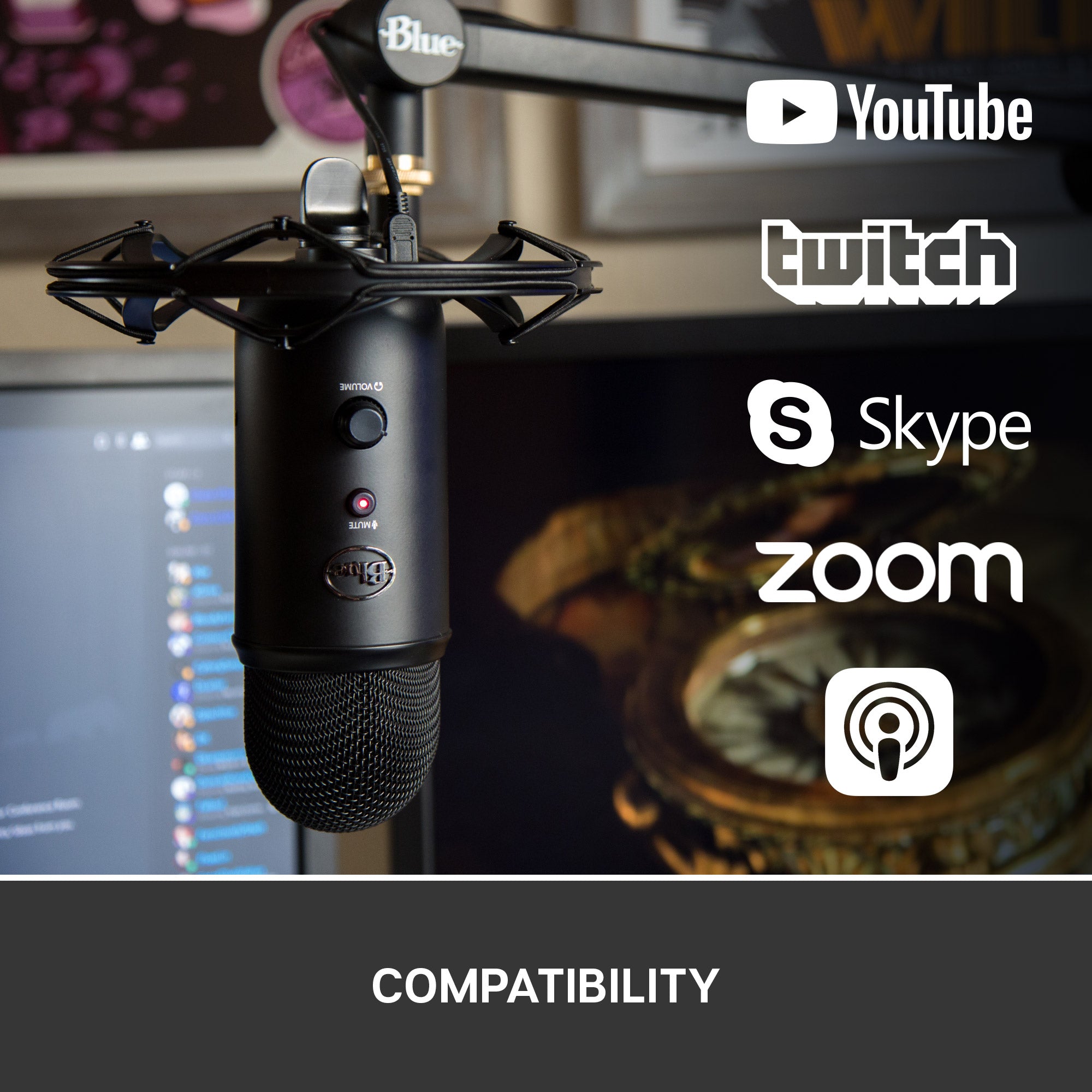 Refurbished - Blue Microphones 274 Yeticaster Professional Broadcast Bundle with Yeti USB Microphone, Radius III Shockmount and Compass Boom Arm