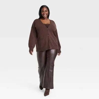 A New Day Women's Button Down Boyfriend Cardigan V-Neck Casual Fit Patch Pockets A New DayBullseye Deals