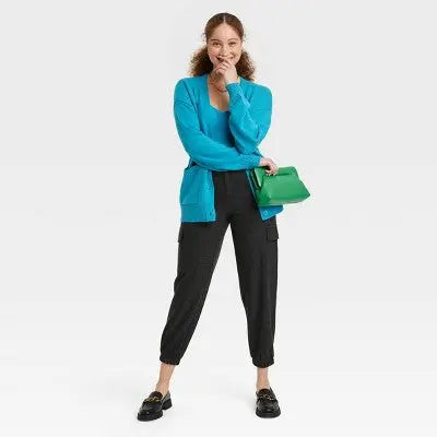 A New Day Women's Button Down Boyfriend Cardigan V-Neck Casual Fit Patch Pockets A New DayBullseye Deals