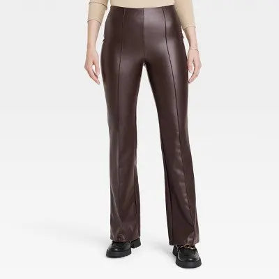 A New Day Women's Flare Curvy High Rise Pull-On Flare Leather Pants Stretch A New DayBullseye Deals