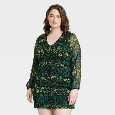 A New Day Women's Long Sleeve Bodycon Dress Ruched Front A New DayBullseye Deals