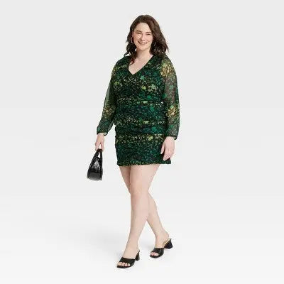 A New Day Women's Long Sleeve Bodycon Dress Ruched Front A New DayBullseye Deals