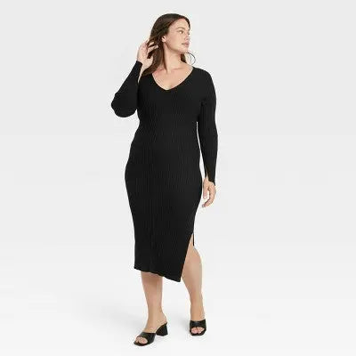 A New Day Women's Long Sleeve Midi Sweater Dress Side Slit A New DayBullseye Deals