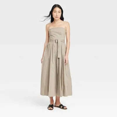 A New Day Women's Midi Bandeau Dress Belted Removable Straps A New DayBullseye Deals