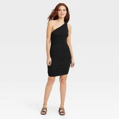 A New Day Women's One Shoulder Ruched Knit Mini Dress A New DayBullseye Deals