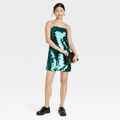 A New Day Women's Paillette Mini Evening Party Shift Slip Sequin Dress A New DayBullseye Deals