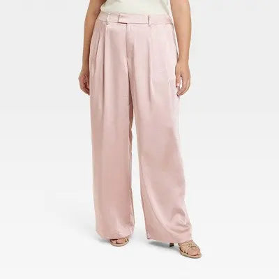 A New Day Women's Plus Wide Leg Casual High Rise Satin Pants A New DayBullseye Deals