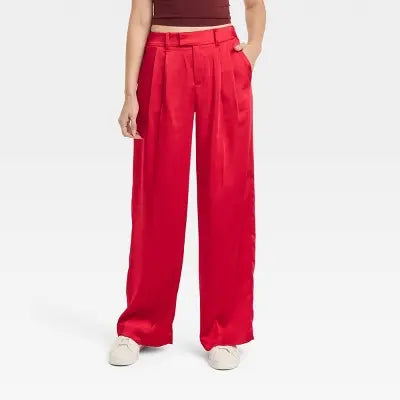 A New Day Women's Plus Wide Leg Casual High Rise Satin Pants A New DayBullseye Deals
