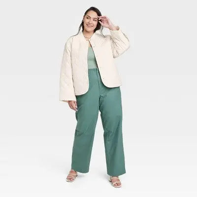 A New Day Women's Quilted Bomber Jacket Lightweight Taffeta Lining Front Snap Closures A New DayBullseye Deals