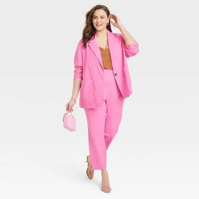 A New Day Women's Relaxed Fit Spring Blazer Linen-Blend Single Button Notched Collar A New DayBullseye Deals