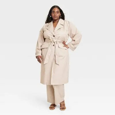 A New Day Women's Statement Trench Coat Cotton Twill Taffeta Lining Below Knee Length A New DayBullseye Deals