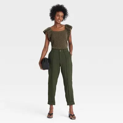 A New Day Women's Straight Slim High Rise Ankle Length Pintuck Ankle Pants A New DayBullseye Deals