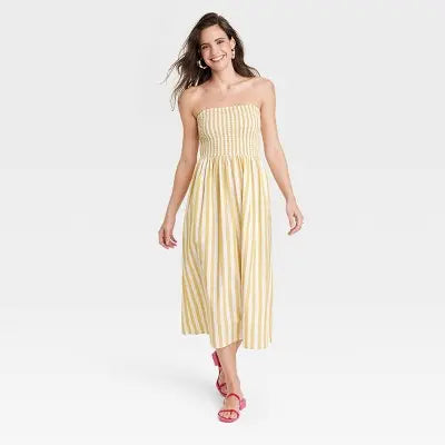 A New Day Women's Strapless Smocked Tube Midi Sundress - Secondipity