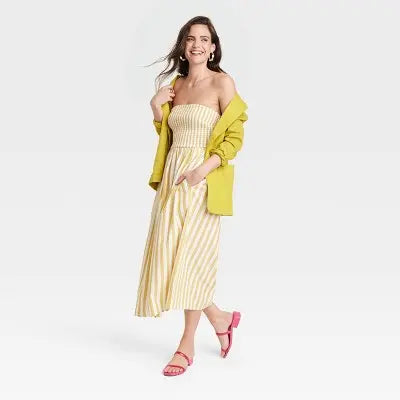 A New Day Women's Strapless Smocked Tube Midi Sundress - Secondipity