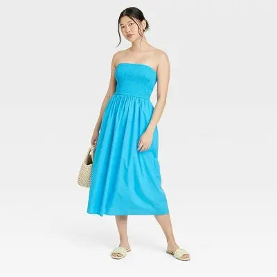 A New Day Women's Strapless Smocked Tube Midi Sundress - Secondipity