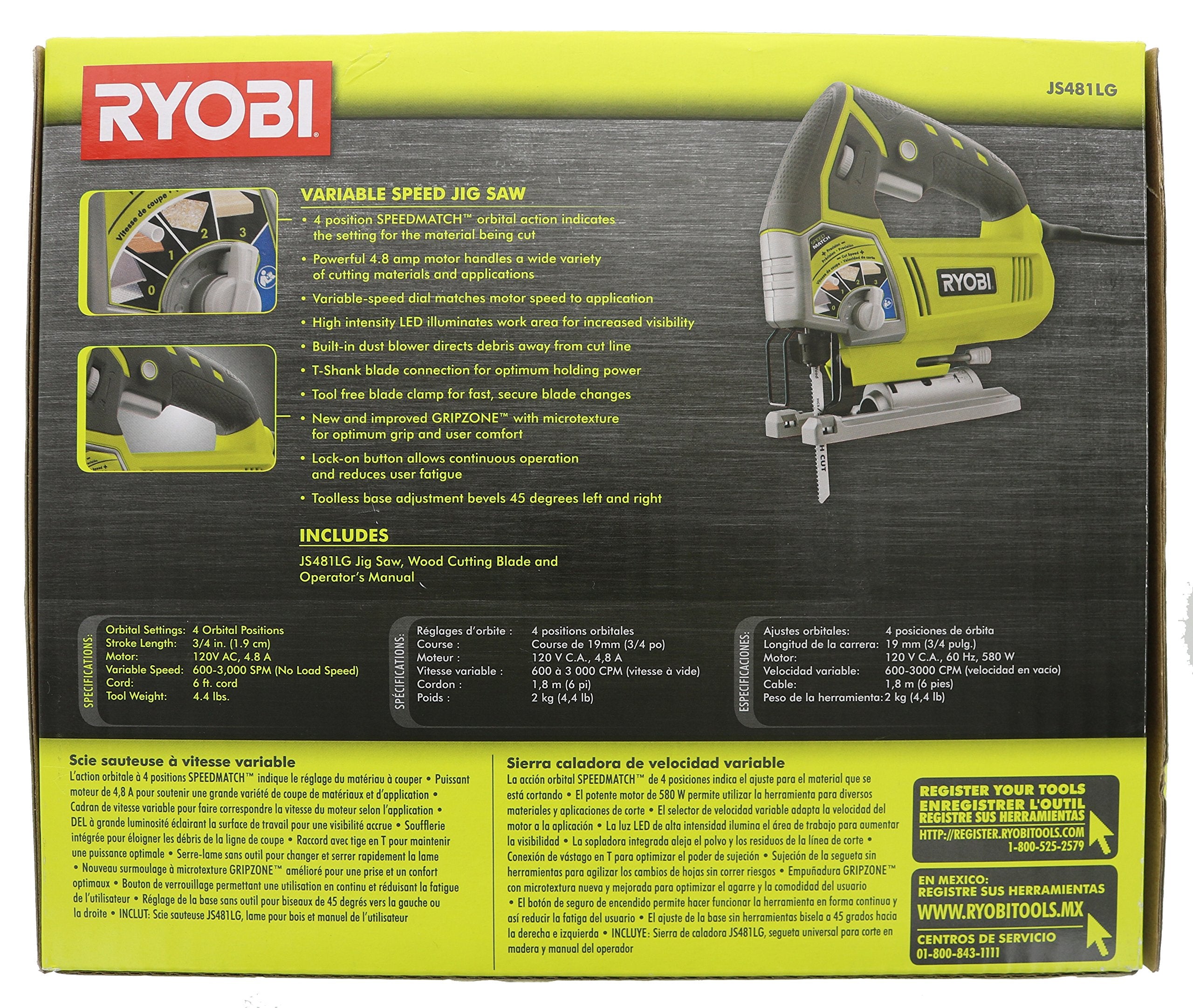 Open Box -  Ryobi 4.8-Amp Variable Speed Orbital Jig Saw
